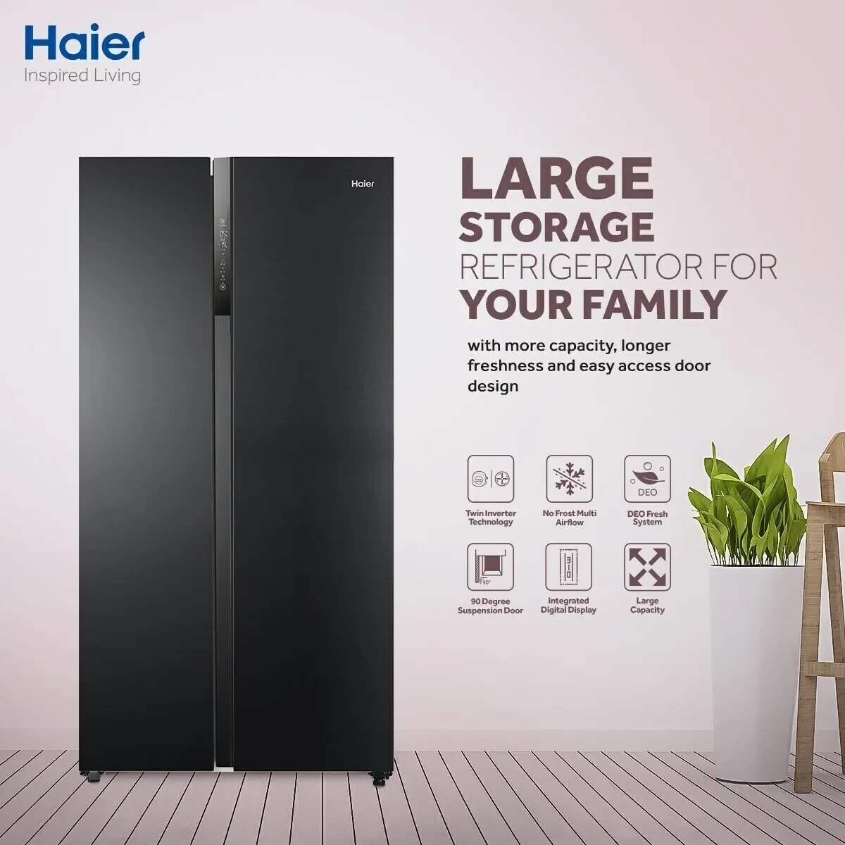 Haier 600L Side-by-Side Refrigerator